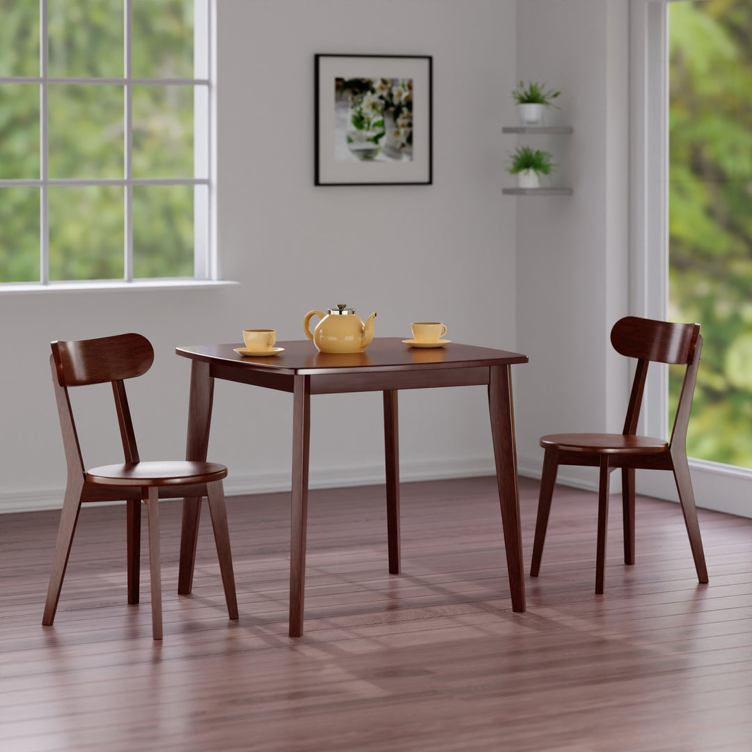 Pauline 3-Pc Dining Table with H-Leg Chairs, Walnut