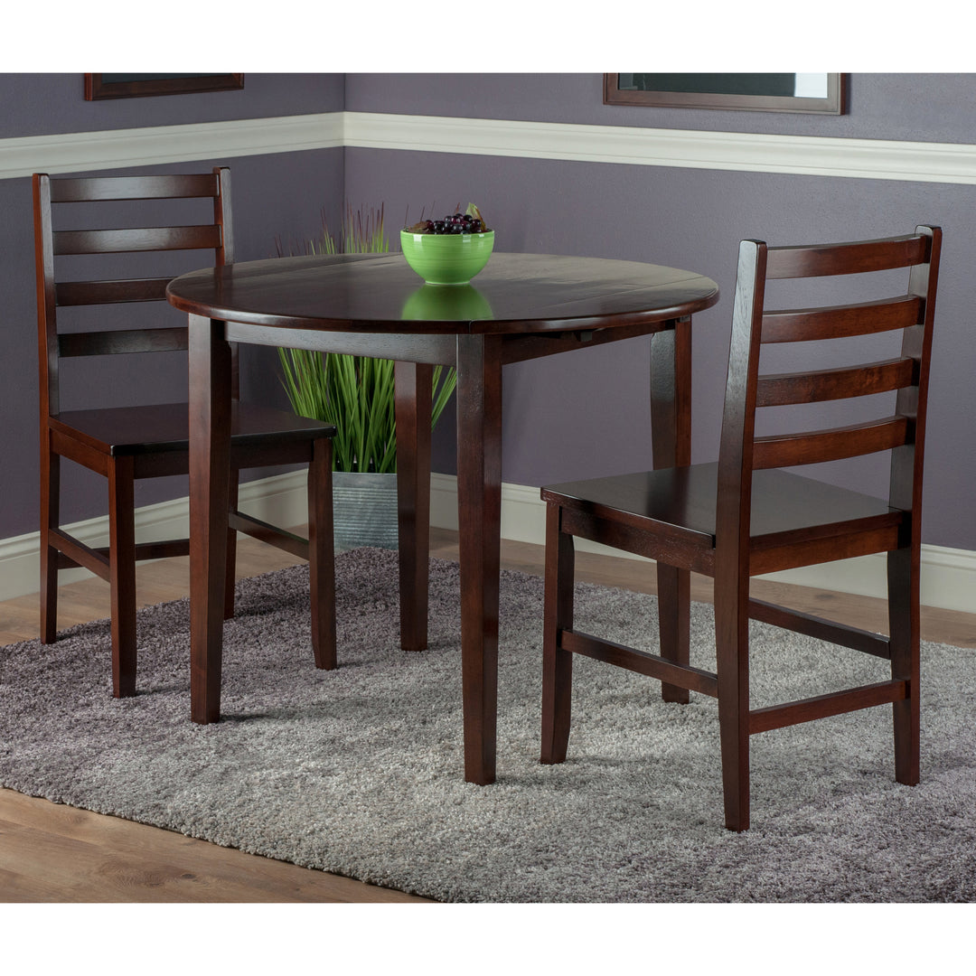 Clayton 3-Pc Drop Leaf Table with Ladder-back Chairs, Walnut