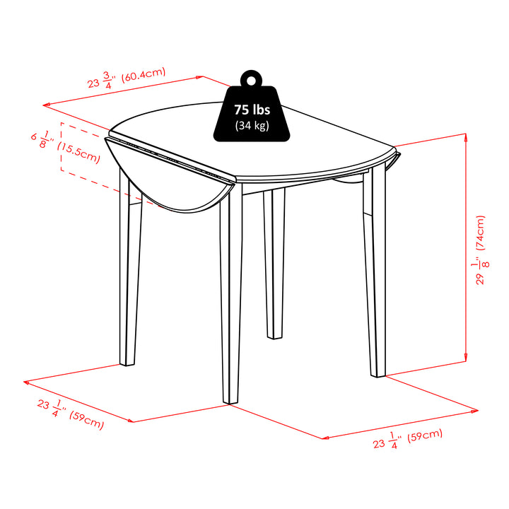 Clayton 3-Pc Drop Leaf Table with Ladder-back Chairs, Walnut