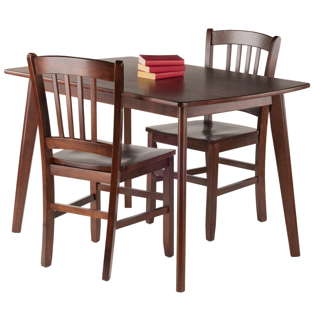 Shaye 3-Pc Set Dining Table with Slat-back Chairs, Walnut