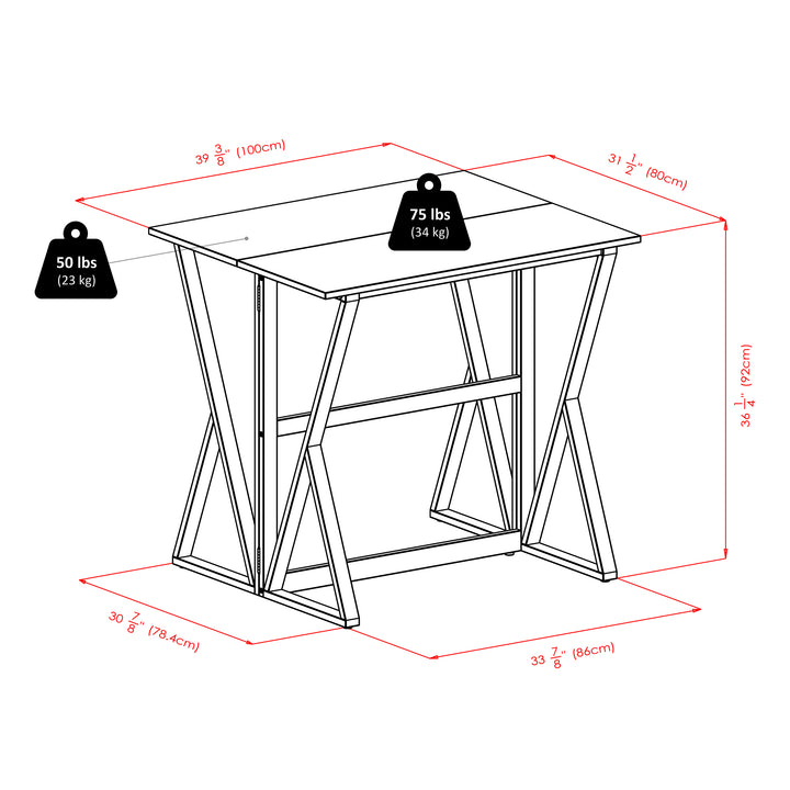 Harrington 3-Pc Drop Leaf High Table with Cushion Saddle Seat Bar Stools, Walnut and Black