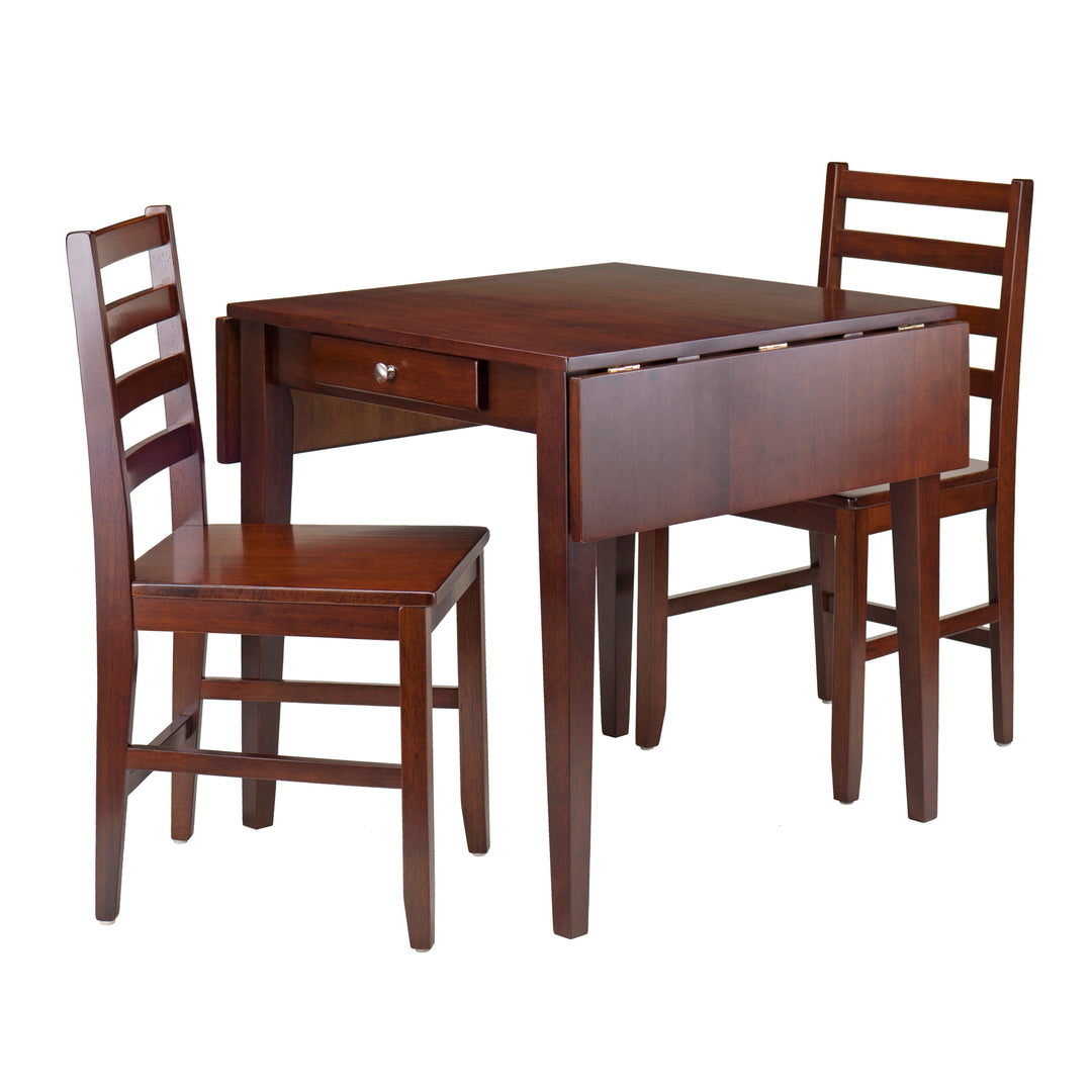 Hamilton 3-Pc Drop Leaf Table with Ladder-back Chairs, Walnut