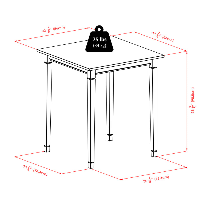 Kingsgate 3-Pc Dining Table with V-back Bar Stools, Walnut