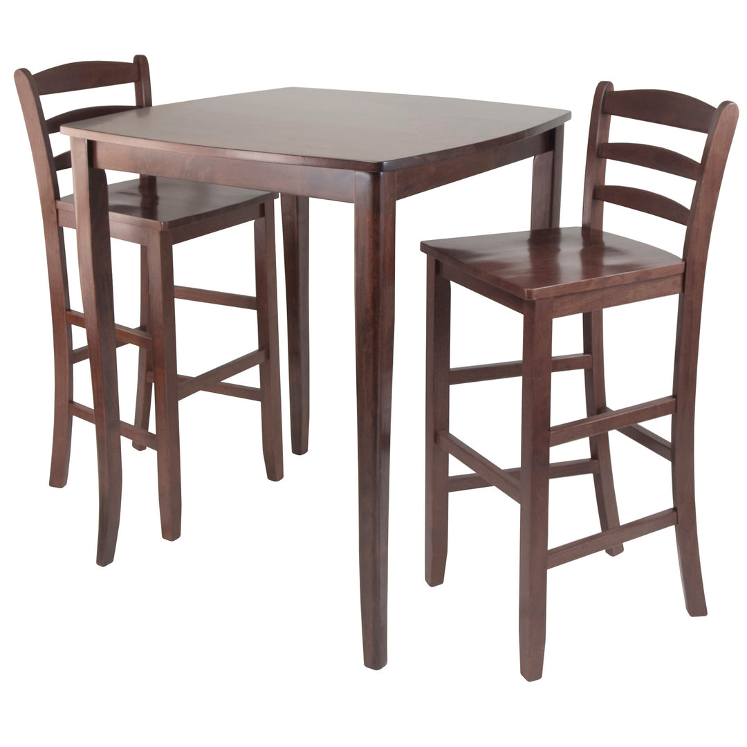 Inglewood 3-Pc High Dining Table with Ladder-back Bar Stools, Walnut