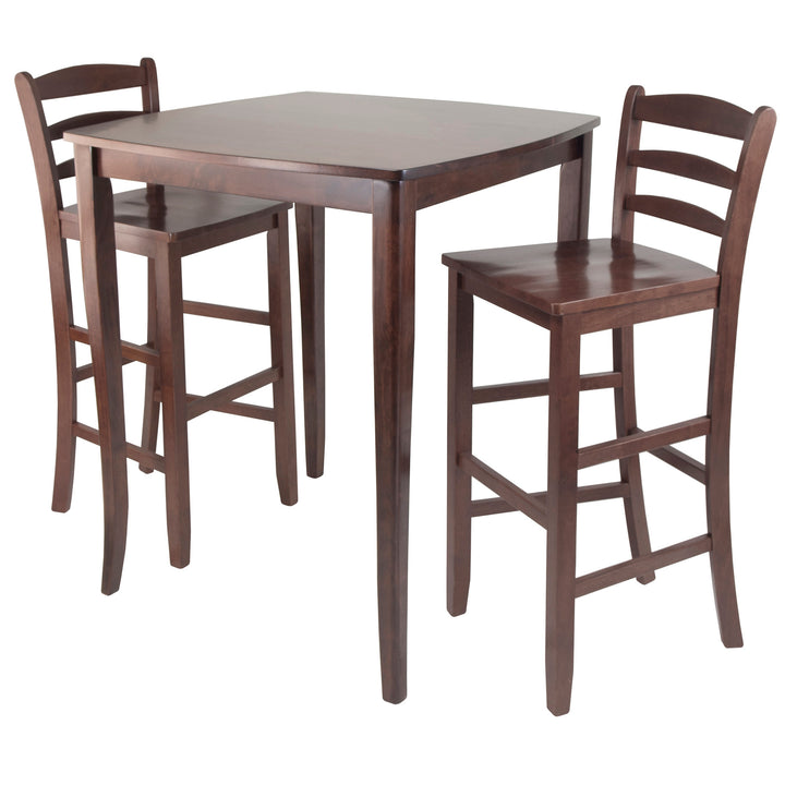 Inglewood 3-Pc High Dining Table with Ladder-back Bar Stools, Walnut