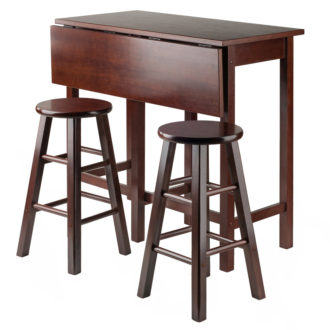 Lynnwood Drop Leaf Island Table with Counter Stools, Walnut