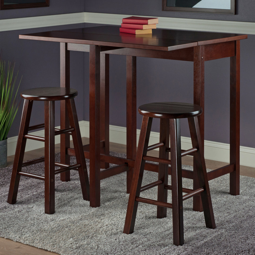 Lynnwood Drop Leaf Island Table with Counter Stools, Walnut