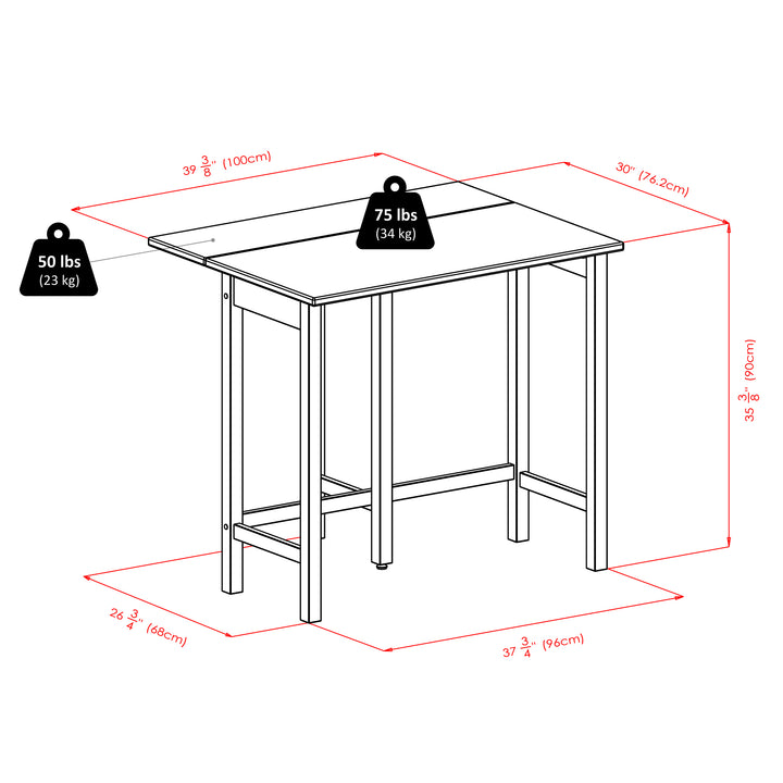 Lynnwood Drop Leaf Island Table with Counter Stools, Walnut