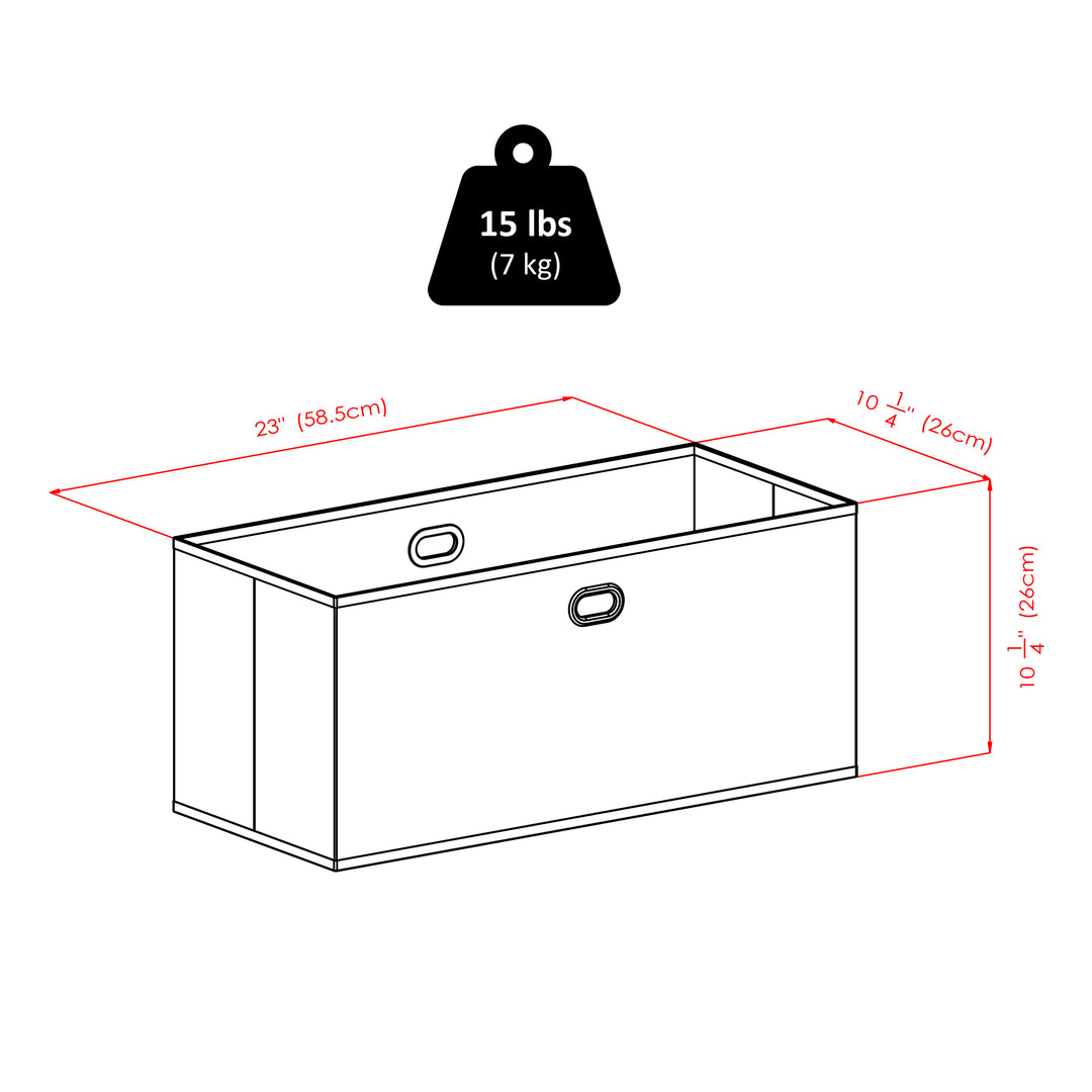 Torino 3-Pc Storage Shelf with 2 Foldable Fabric Baskets, Walnut and Chocolate