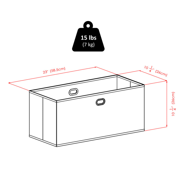 Torino 3-Pc Storage Shelf with 2 Foldable Fabric Baskets, Walnut and Chocolate