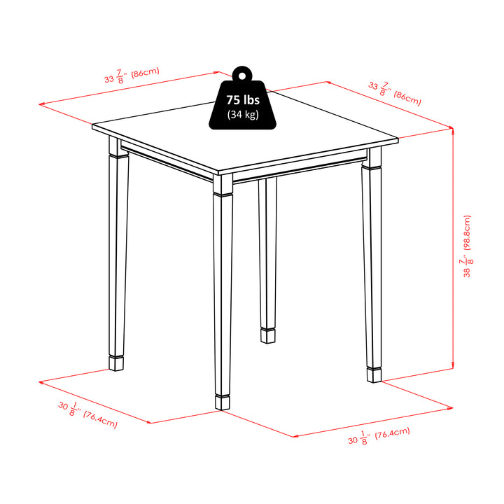 Kingsgate 3-Pc High Table with Cushion Saddle Seat Bar Stools, Walnut and Black