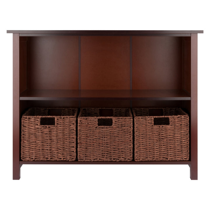 Milan 4-Pc Storage Shelf with 3 Foldable Woven Baskets, Walnut