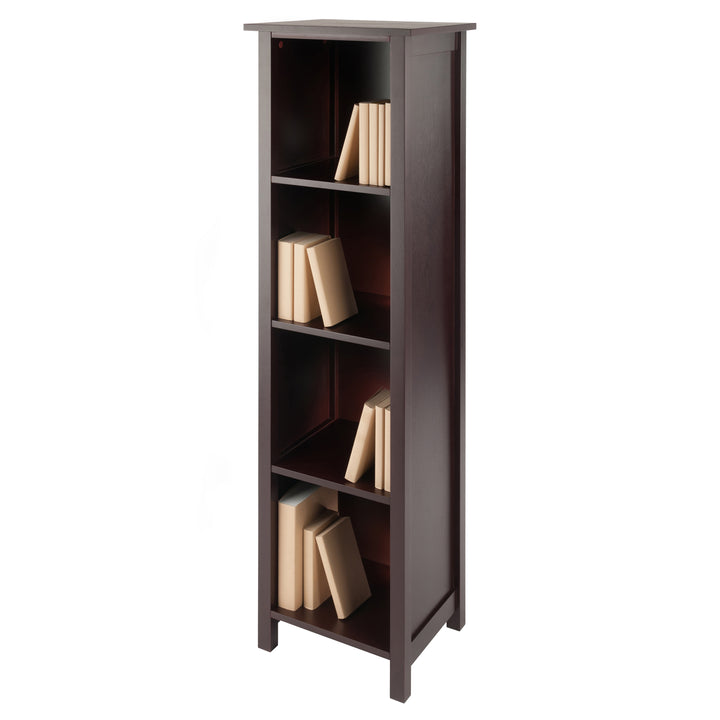 Milan Narrow 4-Section Storage Shelf, Walnut