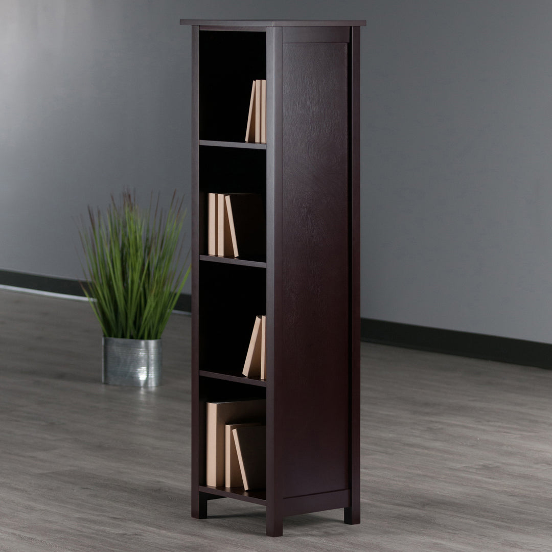 Milan Narrow 4-Section Storage Shelf, Walnut