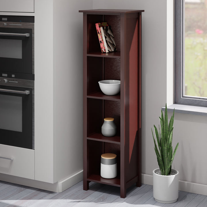 Milan Narrow 4-Section Storage Shelf, Walnut