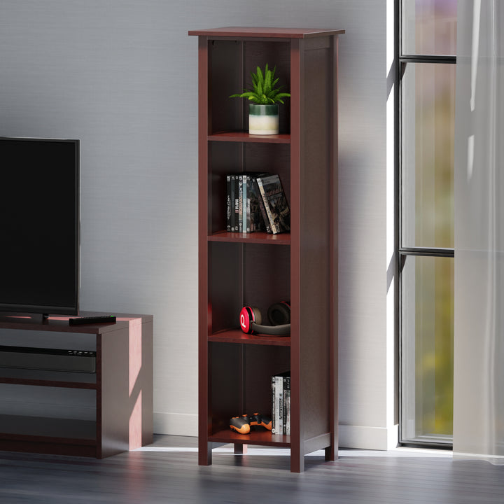 Milan Narrow 4-Section Storage Shelf, Walnut