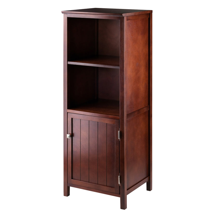 Brooke Jelly 2-Section Cupboard, Open Shelf Cabinet, Walnut 