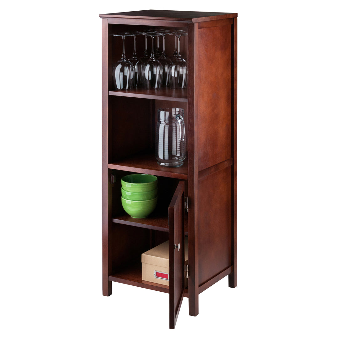 Brooke Jelly 2-Section Cupboard, Open Shelf Cabinet, Walnut