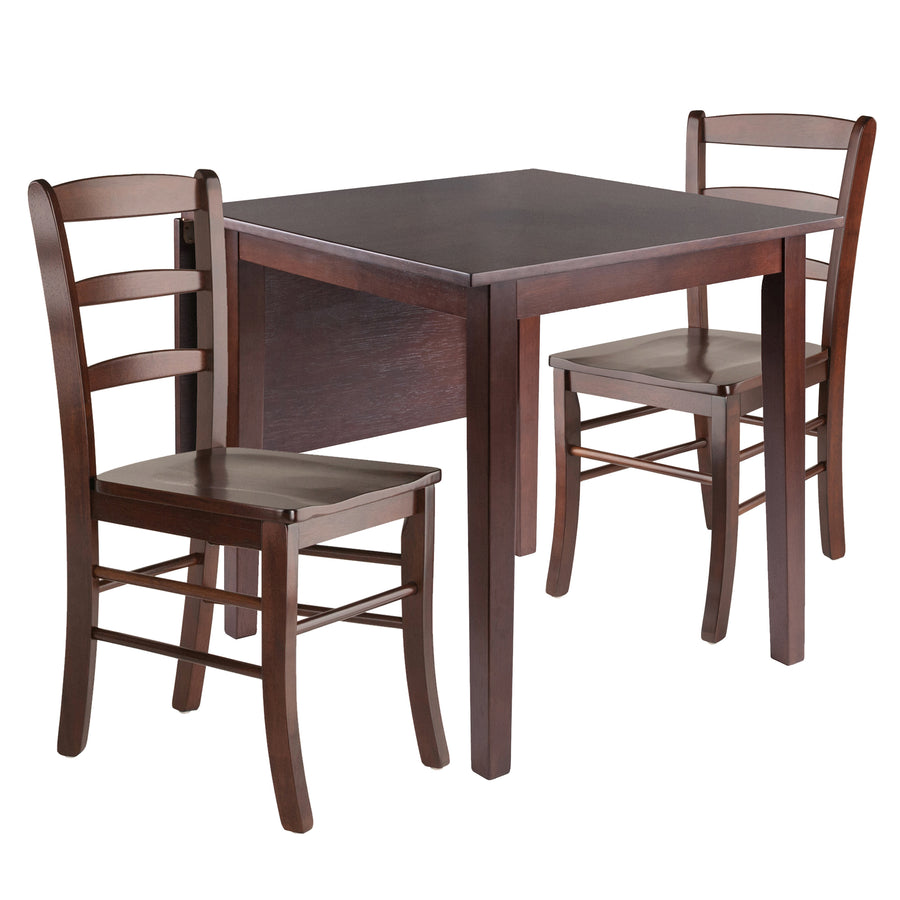 Perrone 3-Pc Drop Leaf Table with Ladder-back Chairs, Walnut 