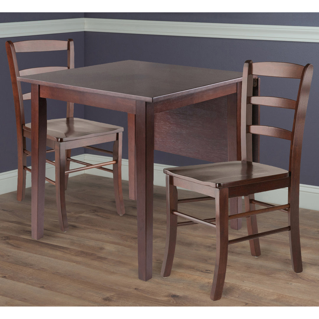 Perrone 3-Pc Drop Leaf Table with Ladder-back Chairs, Walnut