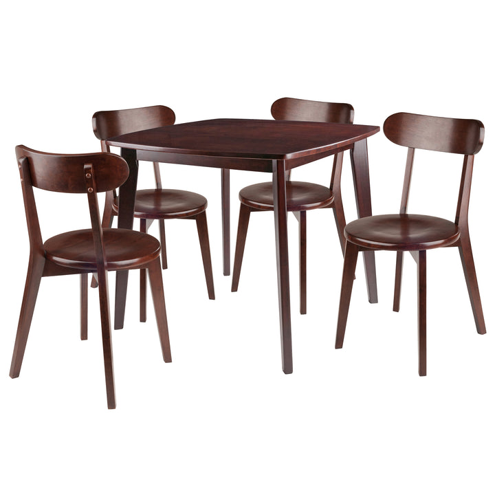 Pauline 5-Pc Dining Table with H-Leg Chairs, Walnut 