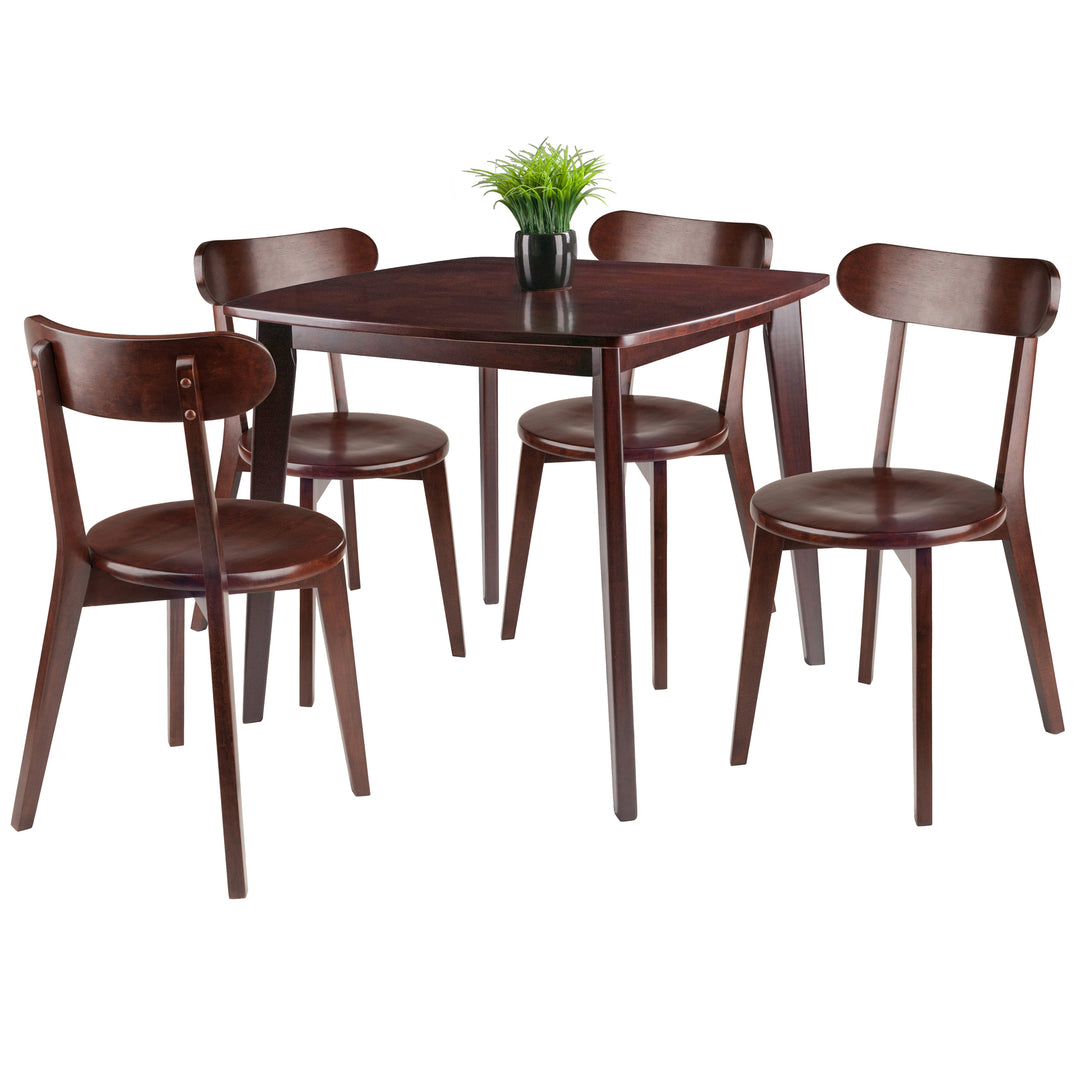 Pauline 5-Pc Dining Table with H-Leg Chairs, Walnut