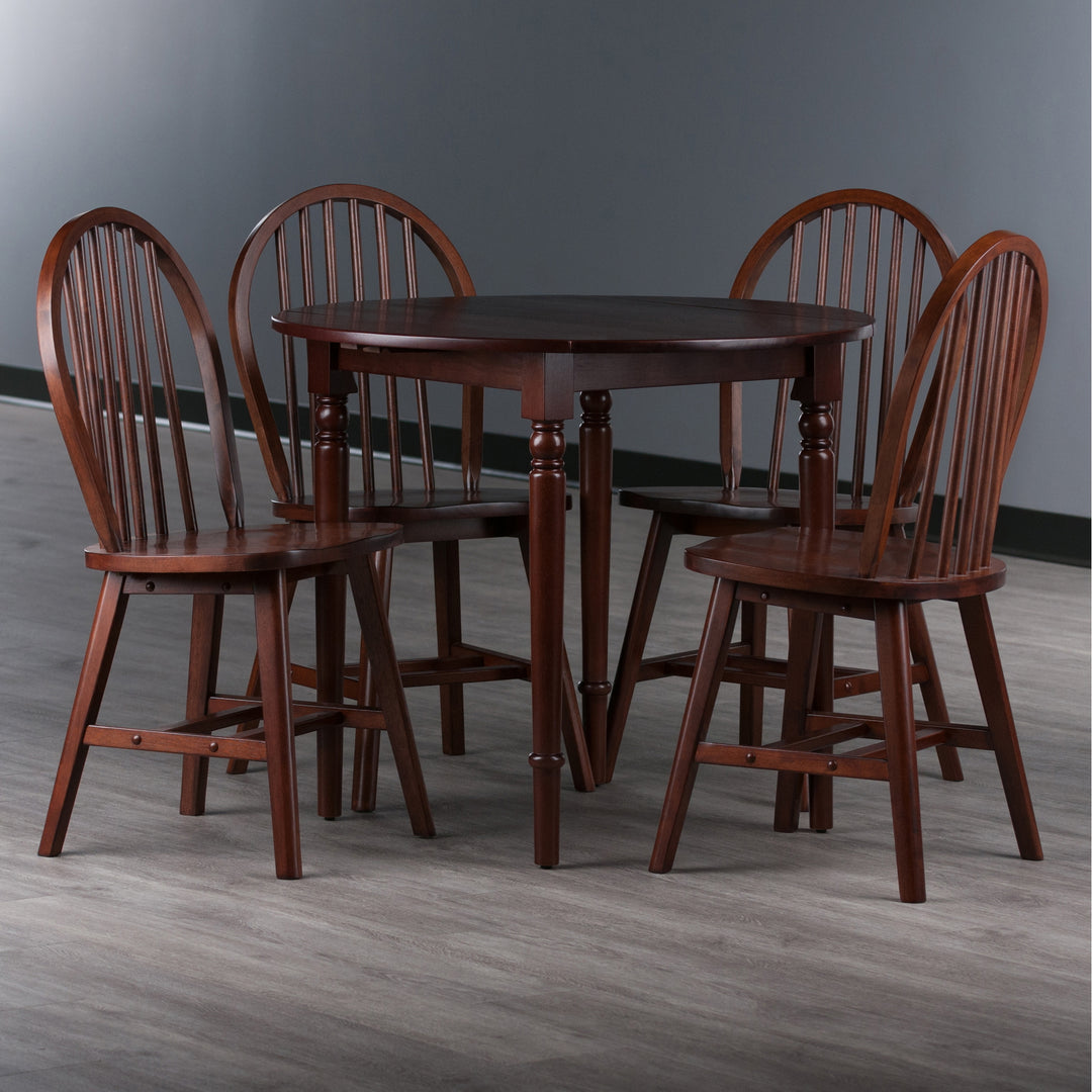 Sorella 5-Pc Drop Leaf Dining Table with Windsor Chairs, Walnut