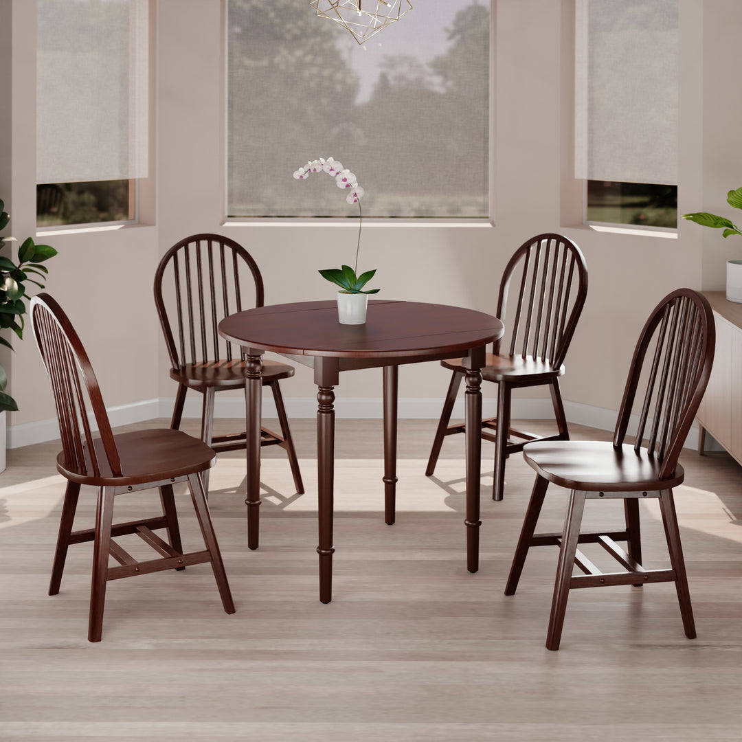 Sorella 5-Pc Drop Leaf Dining Table with Windsor Chairs, Walnut