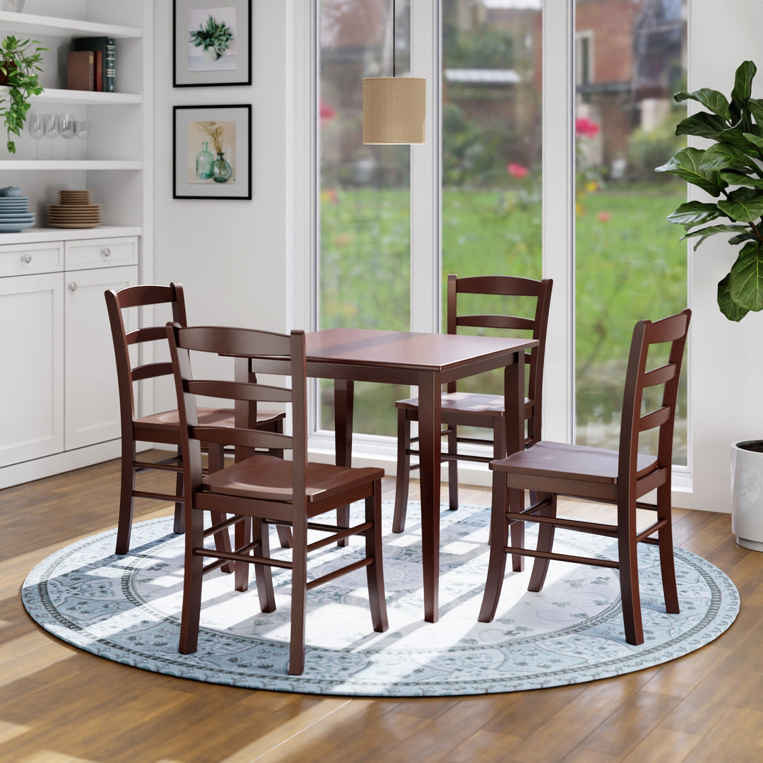 Groveland 5-Pc Dining Table with Ladder-back Chairs, Walnut