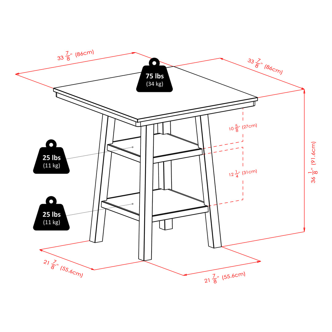 Orlando 5-Pc High Table with Ladder-back Counter Stools, Walnut