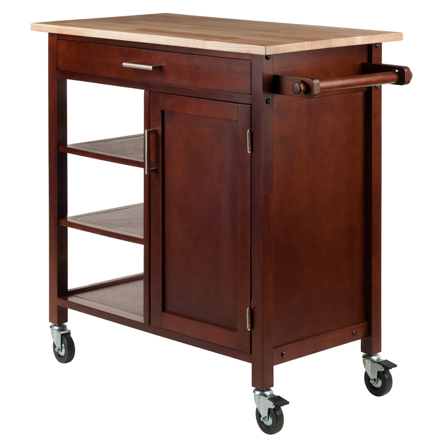 Marissa Kitchen Utility Cart, Natural & Walnut