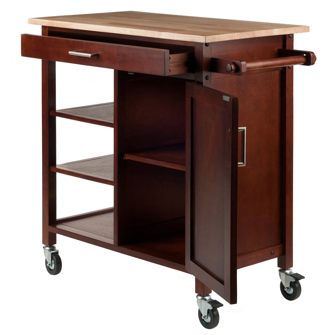 Marissa Kitchen Utility Cart, Natural & Walnut