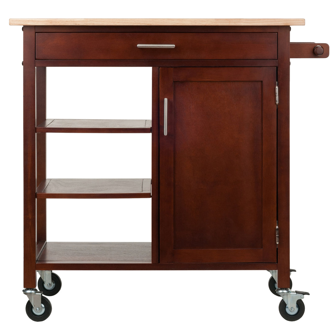 Marissa Kitchen Utility Cart, Natural & Walnut