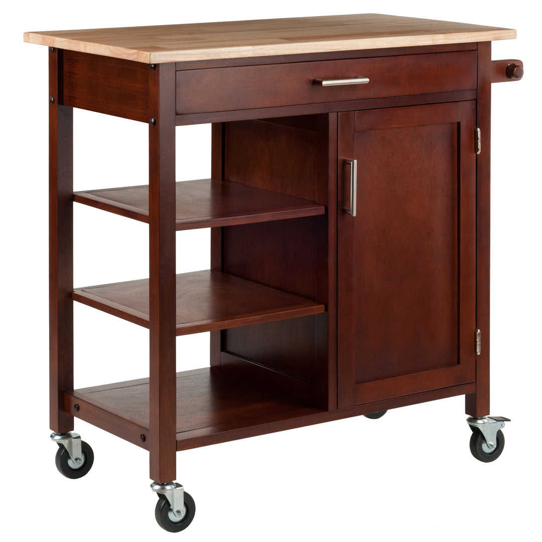 Marissa Kitchen Utility Cart, Natural & Walnut