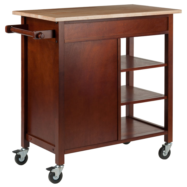 Marissa Kitchen Utility Cart, Natural & Walnut