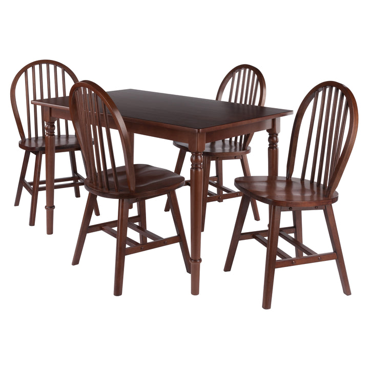 Ravenna 5-Pc Dining Table with Windsor Chairs, Walnut 