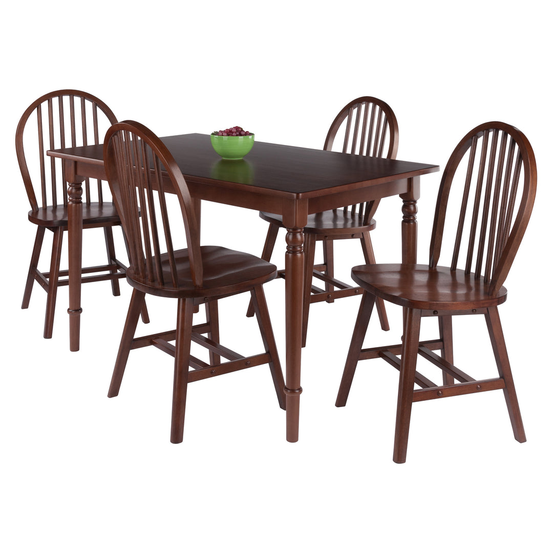 Ravenna 5-Pc Dining Table with Windsor Chairs, Walnut