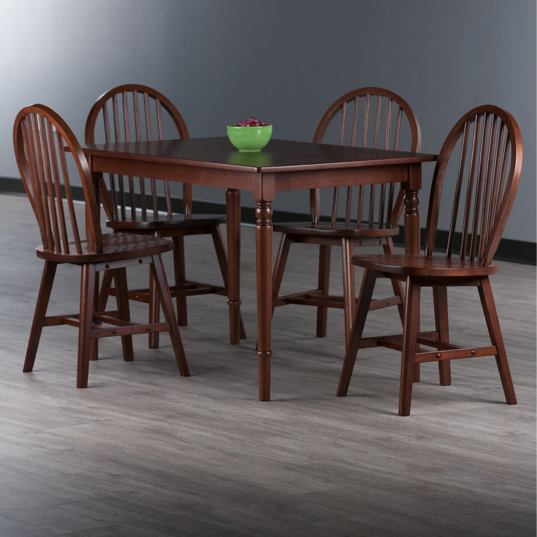 Ravenna 5-Pc Dining Table with Windsor Chairs, Walnut