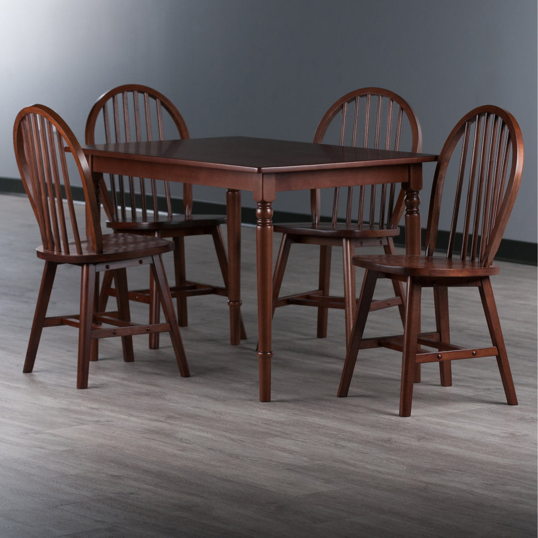 Ravenna 5-Pc Dining Table with Windsor Chairs, Walnut