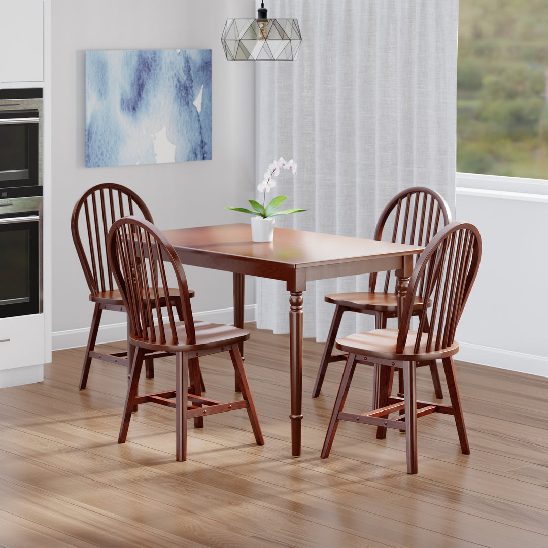 Ravenna 5-Pc Dining Table with Windsor Chairs, Walnut