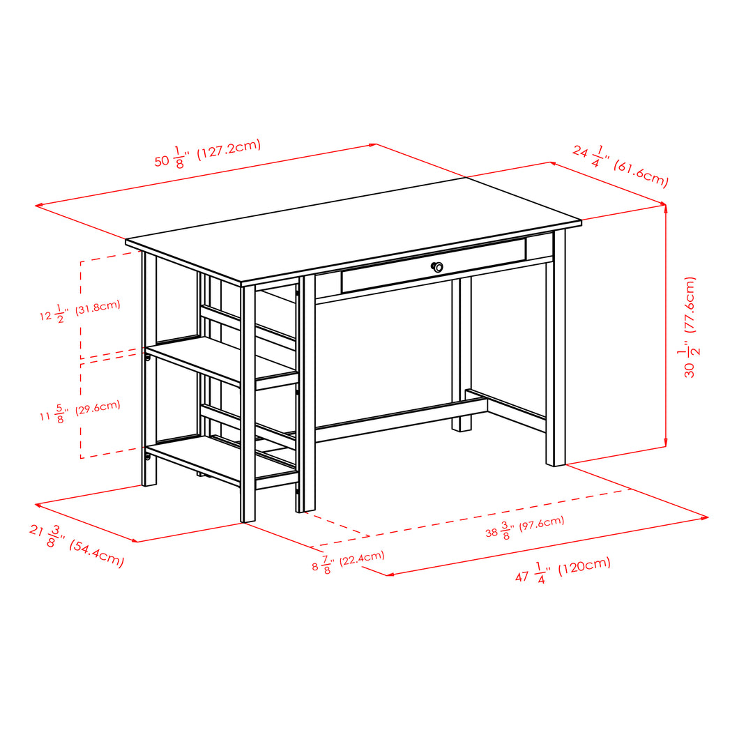 Velda Writing Desk with Shelves, Walnut