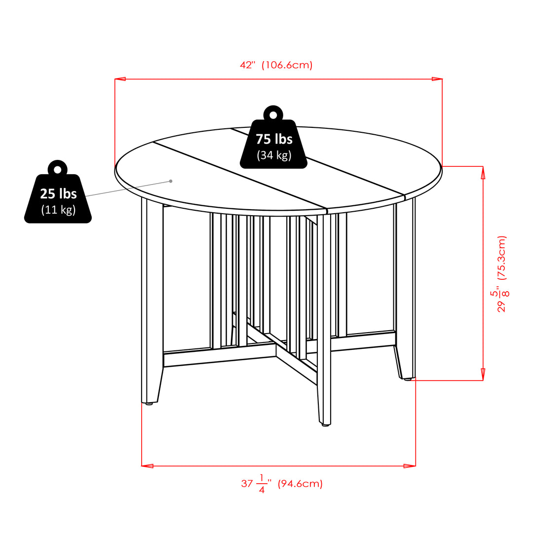 Alamo 5-Pc Round Drop Leaf Table with Ladder-back Chairs, Walnut