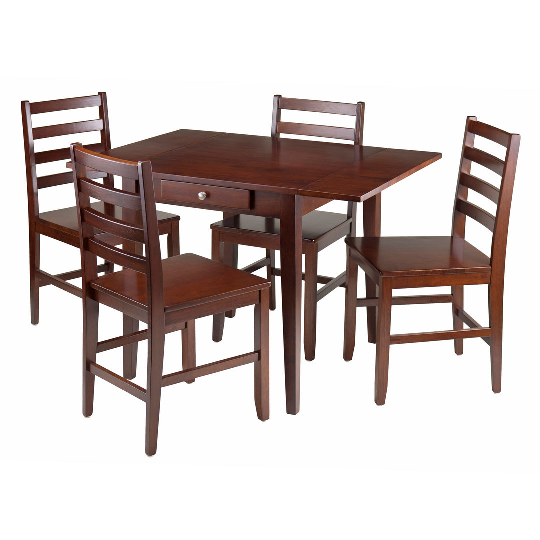 Hamilton 5-Pc Drop Leaf Table with Ladder-back Chairs, Walnut