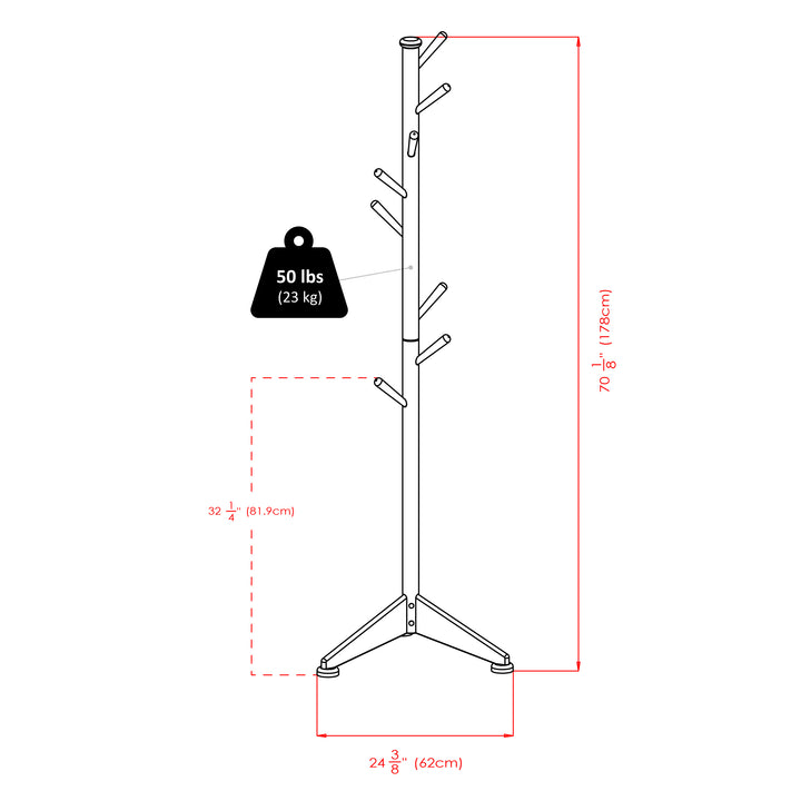 Lily Coat Tree, 9 Pegs, Walnut