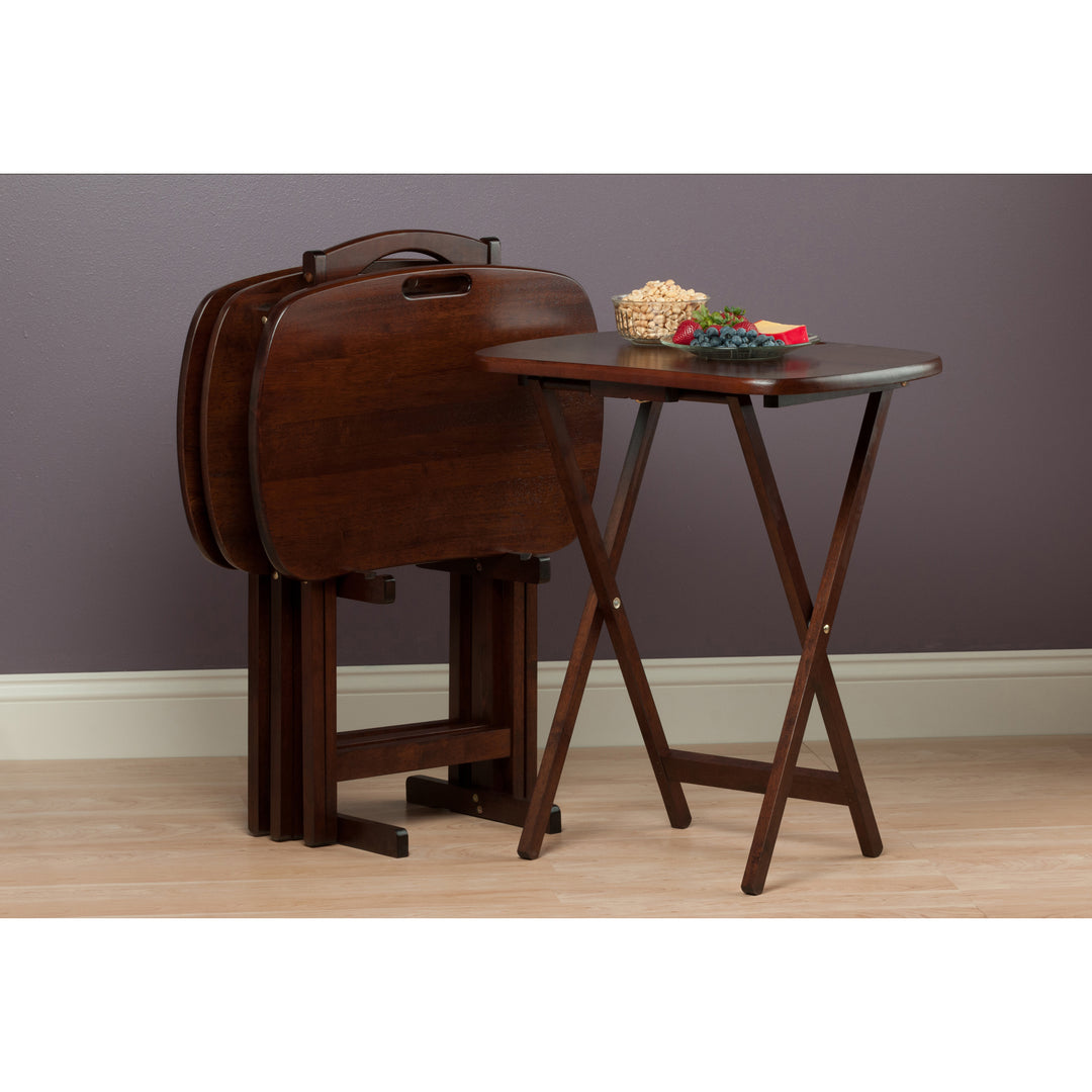 Lucca 5-Pc Snack Table Set, Walnut