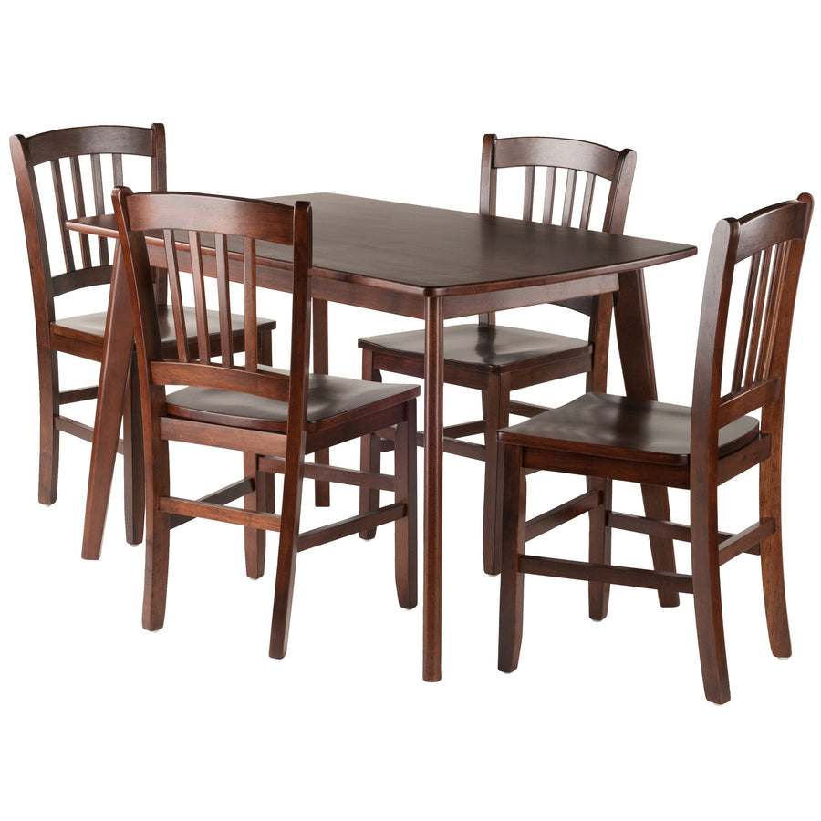 Shaye 5-Pc Dining Table with Slat Back Chairs, Walnut