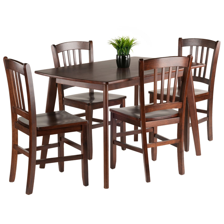 Shaye 5-Pc Dining Table with Slat Back Chairs, Walnut