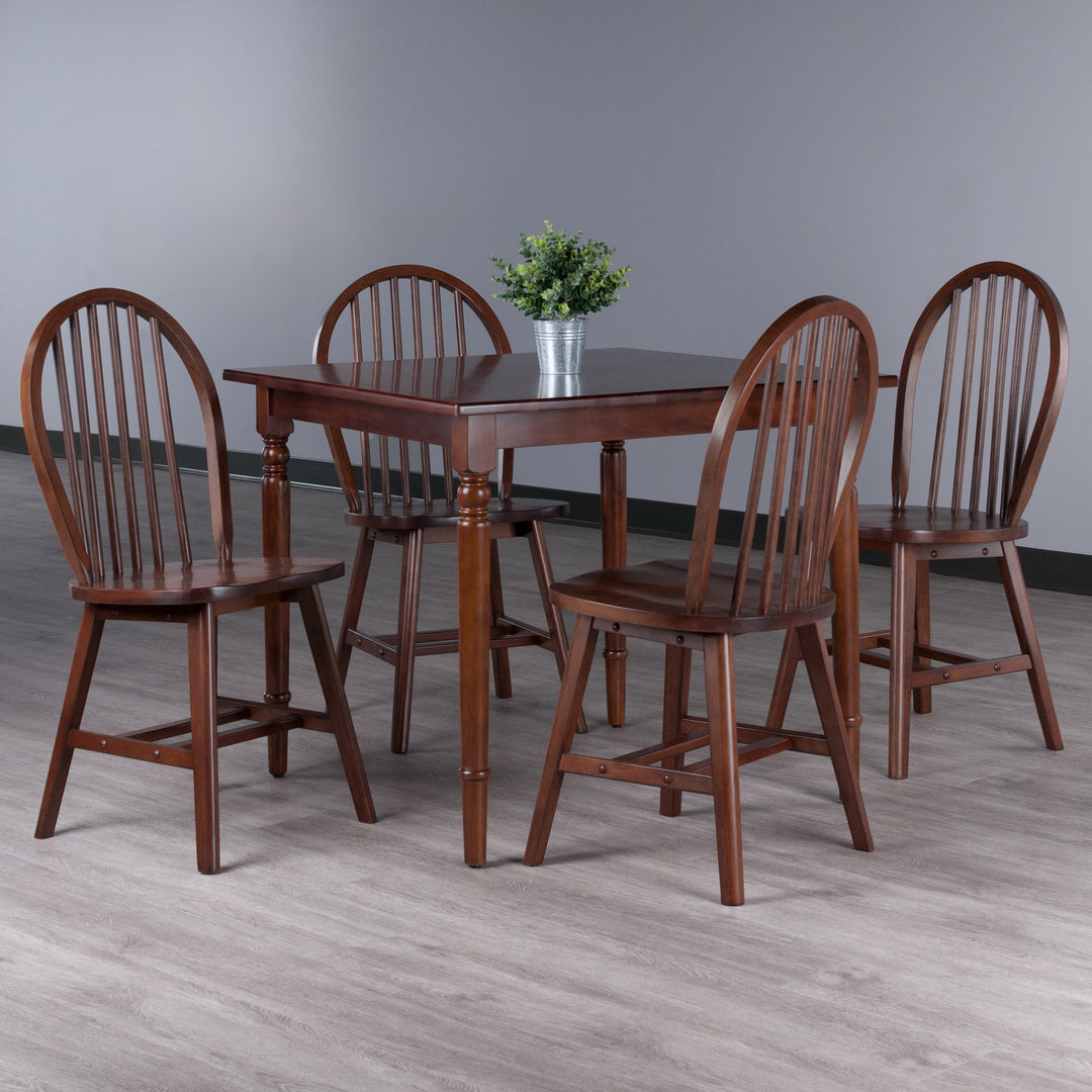 Mornay 5-Pc Dining Table with Windsor Chairs, Walnut