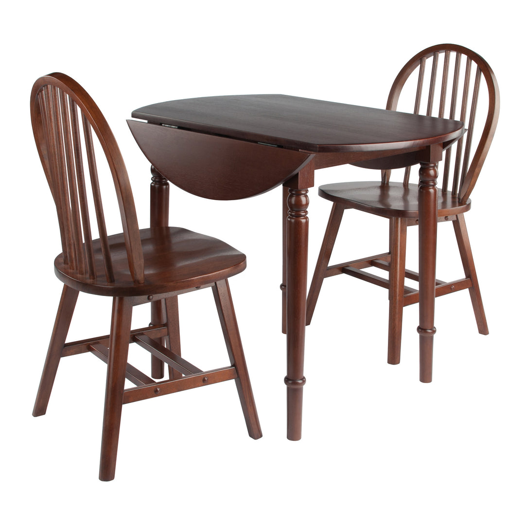 Sorella 3-Pc Drop Leaf Dining Table with Windsor Chairs, Walnut