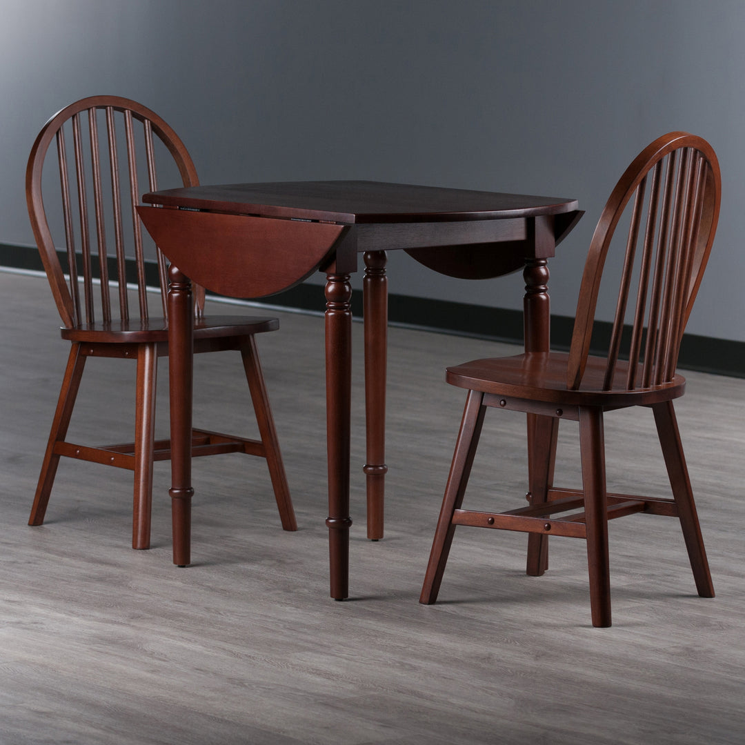 Sorella 3-Pc Drop Leaf Dining Table with Windsor Chairs, Walnut